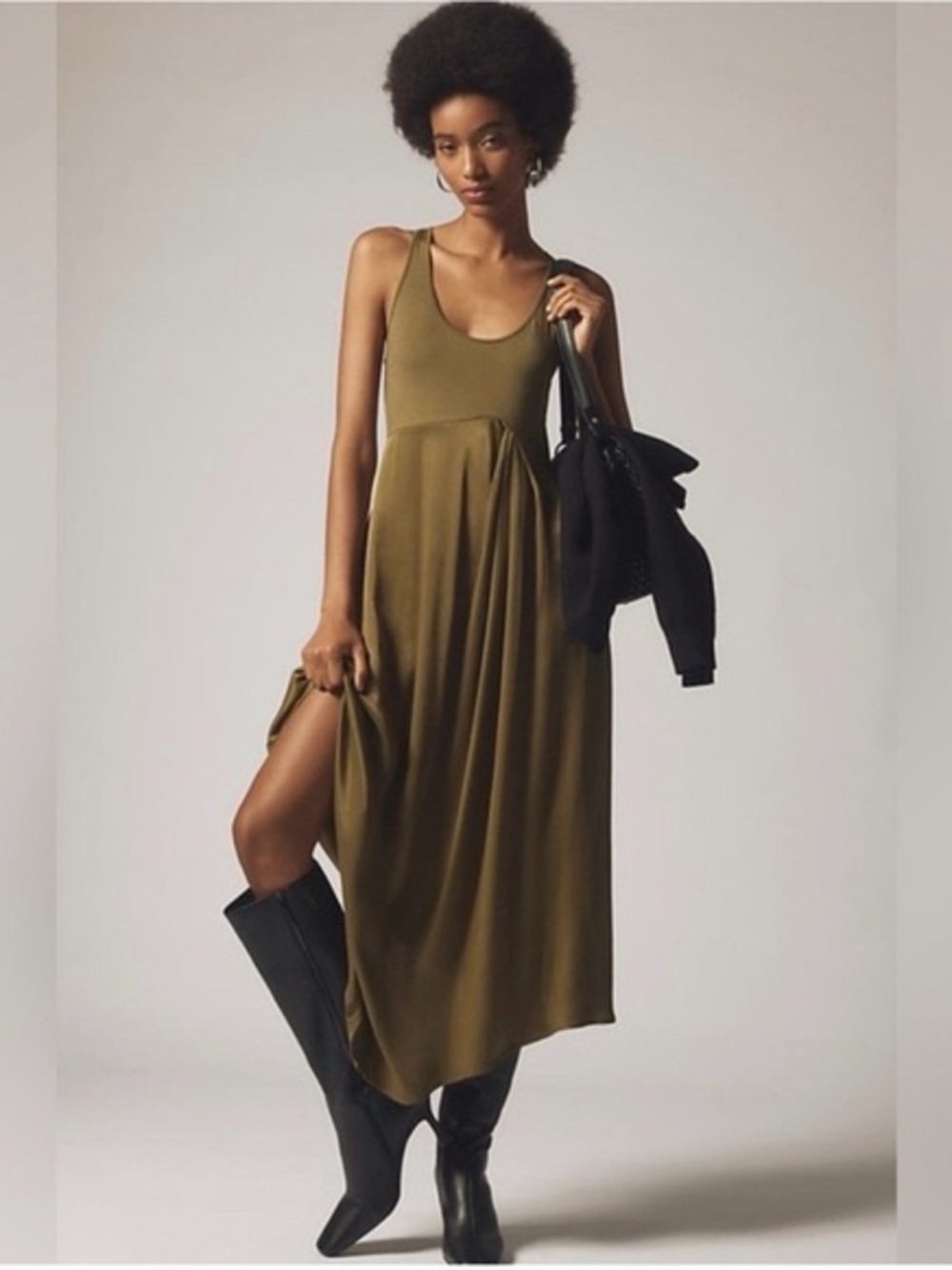 Anthropologie Gemini Twofer Dress in Olive Green - Size XS